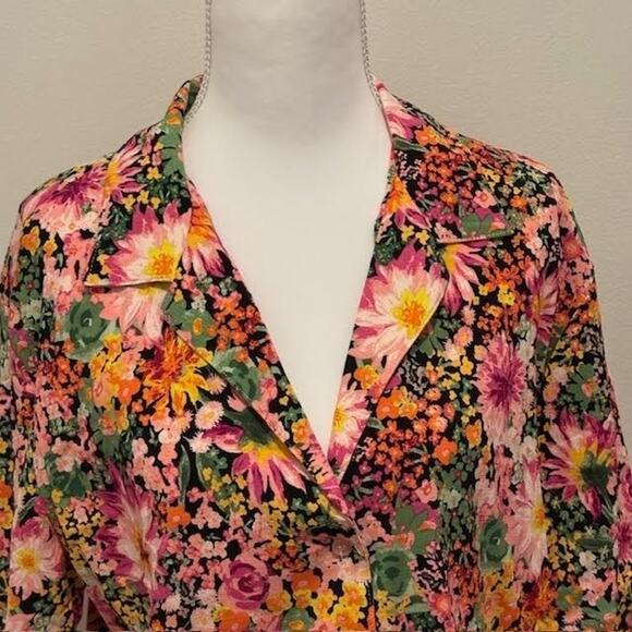 H&M Floral Loose Fit Resort Shirt Black/Floral Womens Size S - Picture 6 of 14